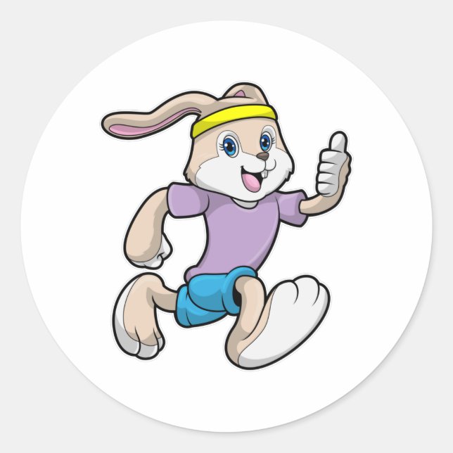 Sticker Rond Lapin à Jogging avec bandeau (Devant)