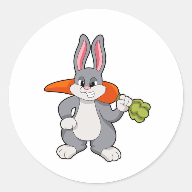 Sticker Rond Lapin avec carotte (Devant)