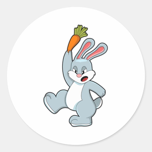 Sticker Rond Lapin avec carotte (Devant)