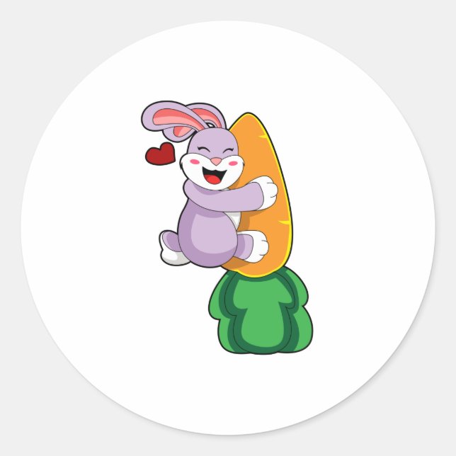 Sticker Rond Lapin avec carotte (Devant)