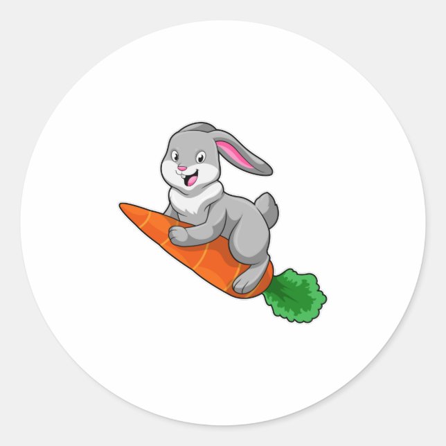 Sticker Rond Lapin avec carotte (Devant)