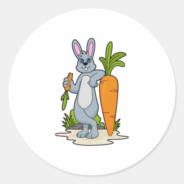 Sticker Rond Lapin avec carotte (Devant)