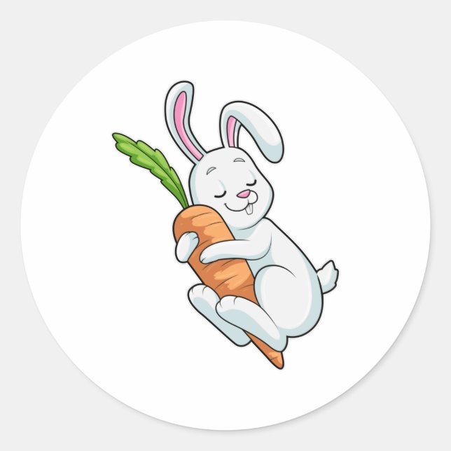 Sticker Rond Lapin avec carotte (Devant)