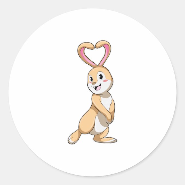 Sticker Rond Lapin avec coeur (Devant)