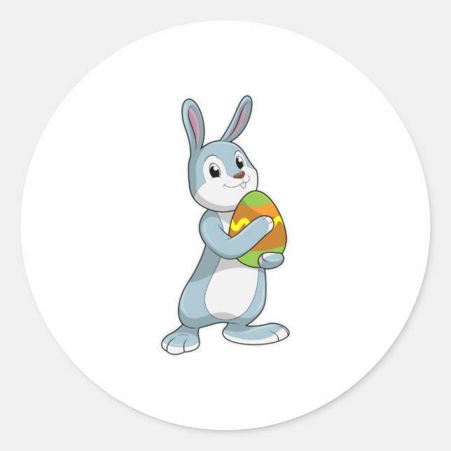 Sticker Rond Lapin avec oeuf (Devant)