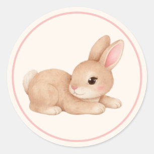 Sticker Rond Lapin Bébé Mignon aux Joues Roses