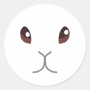 Sticker Rond Lapin blanc