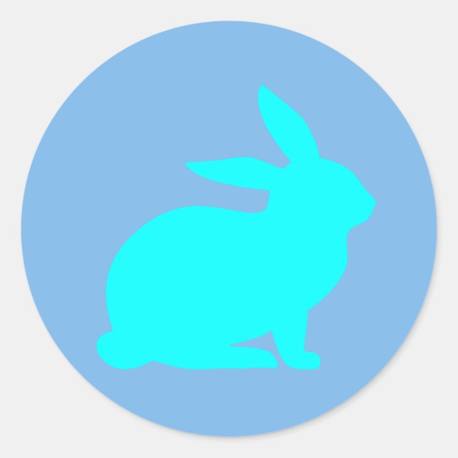 Sticker Rond Lapin bleu (Devant)
