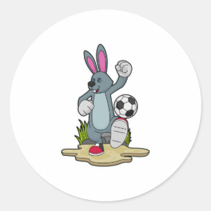Sticker Rond Lapin comme joueur de football avec Soccer