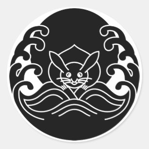 Sticker Rond Lapin de lune de vague