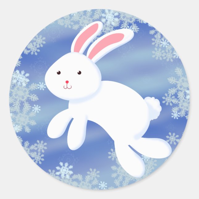 Sticker Rond Lapin De Neige (Devant)