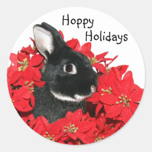 Sticker Rond lapin de Noël