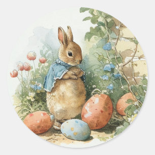 Sticker Rond Lapin de Pâques