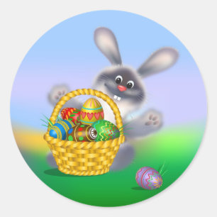 Sticker Rond Lapin de Pâques
