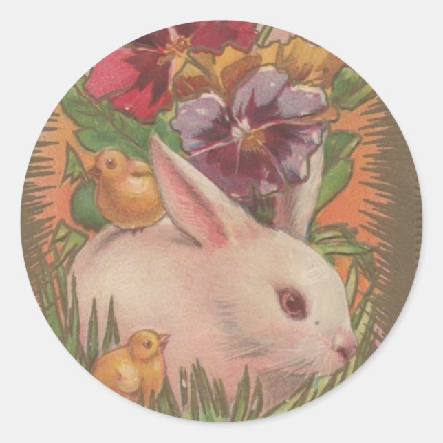 Sticker Rond Lapin de Pâques 1910 (Devant)