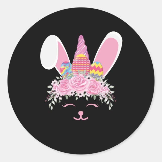 Sticker Rond Lapin De Pâques Avec Oeufs De Pâques (Devant)