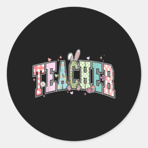 Sticker Rond Lapin de Pâques drôle de professeur