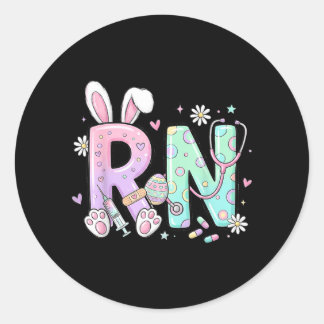 Sticker Rond Lapin de Pâques infirmière RN infirmière diplômée 