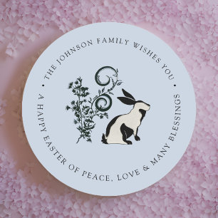 Sticker Rond Lapin de Pâques moderne personnalisé joyeux