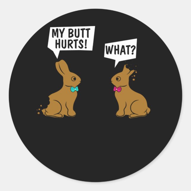 Sticker Rond Lapin De Pâques, Mon Beurre ! Quel joli lapin (Devant)