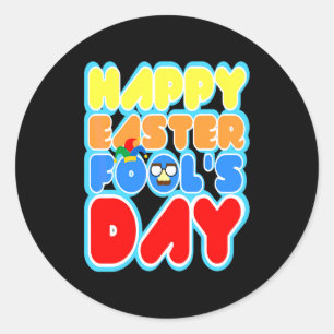 Sticker Rond Lapin de Pâques Œufs Poisson d'avril Drôle 2 T