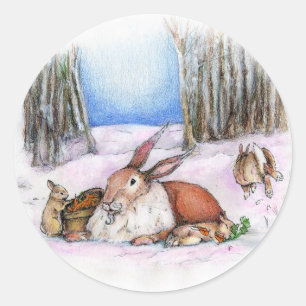 Sticker Rond Lapin de saison