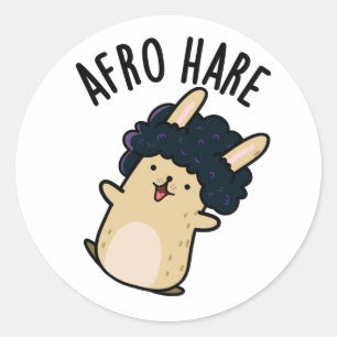 Sticker Rond Lapin Drôle De Lièvre Afro Avec Pun Afro