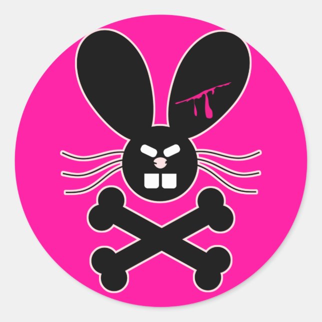 Sticker Rond Lapin Emo Méchant Os de la Croix (Devant)