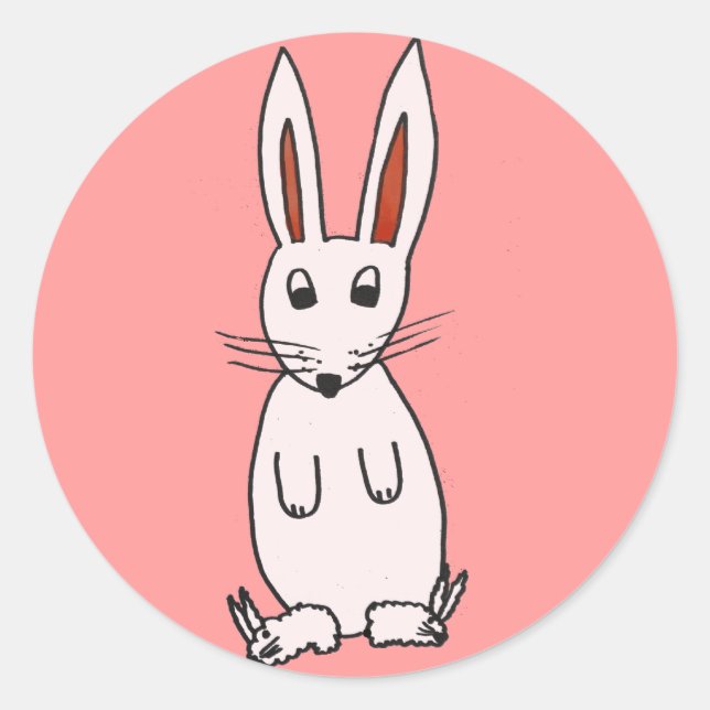 Sticker Rond Lapin en Chaussons (Devant)