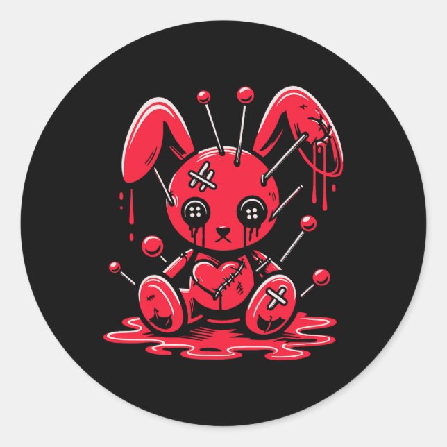 Sticker Rond Lapin En Plan Pastel Goth Anime Kawaii Obtenu (Devant)
