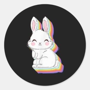 Sticker Rond Lapin Lapin Amoureux Fermier Rétro Pâques Vintages