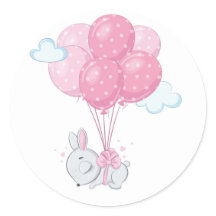 Lapin lapin avec ballons roses