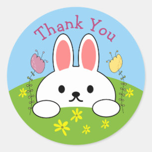 Sticker Rond Lapin lapin de Pâques Merci