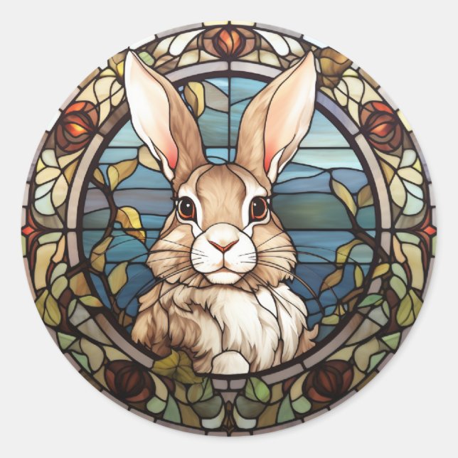 Sticker Rond Lapin lapin en verre doux (Devant)