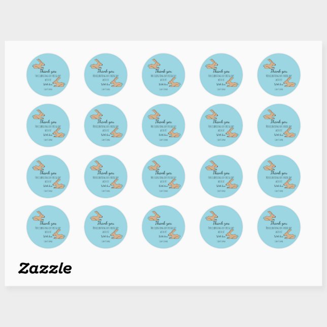 Sticker Rond Lapin mignon (Feuille)