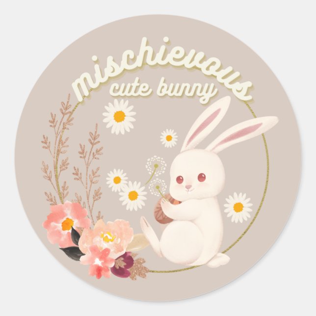 Sticker Rond Lapin mignon (Devant)