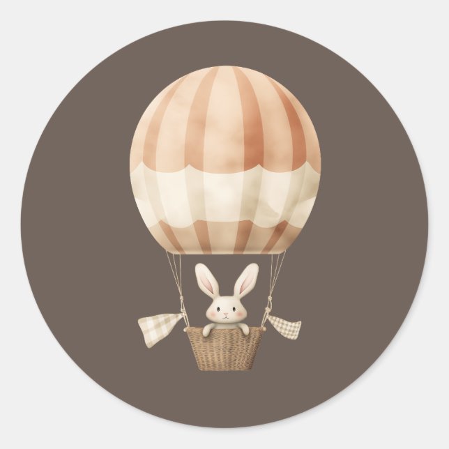 Sticker Rond Lapin mignon dans un ballon (Devant)