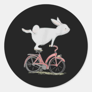 Sticker Rond Lapin Mignonne Sur Vélo Vélo Vélo Vélo Vélo