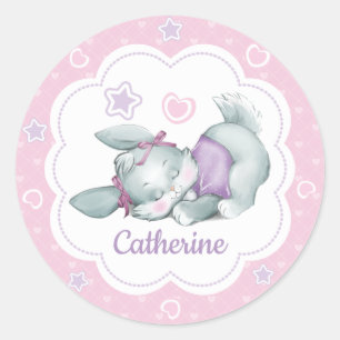 Sticker Rond Lapin nommé fait sur commande de sommeil dans le