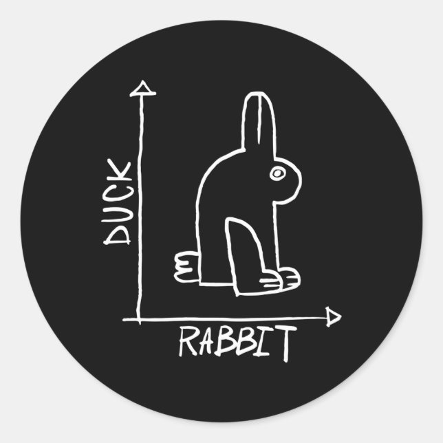 Sticker Rond Lapin Ou Canard Animaux Diptyque Lapin (Devant)