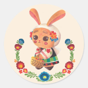 Sticker Rond Lapin Polonais Fleur