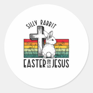Sticker Rond Lapin Silencieux Pâques Est Pour Jésus Bunny Chris