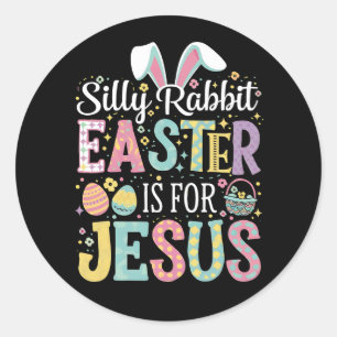 Sticker Rond Lapin Silencieux Pâques Est Pour Jésus Mignonne La