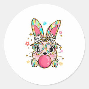 Sticker Rond Lapin Souffle de bulle de chaux gomme de Pâques Co