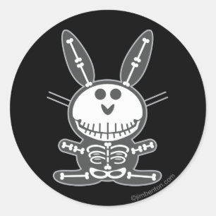 Sticker Rond Lapin squelettique