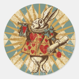 Sticker Rond Lapin vintage de blanc d'Alice