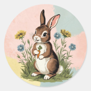 Sticker Rond Lapin vintage - Nostalgique Pâques