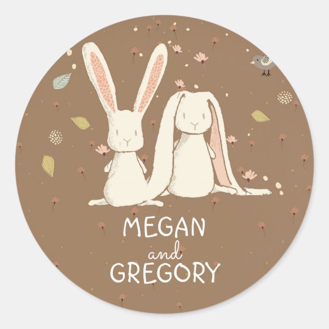 Sticker Rond lapins de lapin lapin joli phoques (Devant)