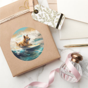 Sticker Rond Lapphund Plage Finlandaise Plage Surf Peinture