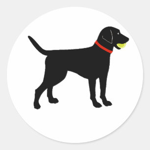 Sticker Rond Larador Fetch, balle de jeu du Black Lab